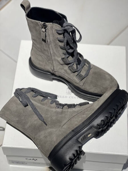 Ботинки Brunello Cucinelli женский замша графитовый 97458-6
