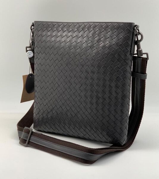 Мужская сумка мессенджер Bottega Veneta мужской кожа графитовый 41164