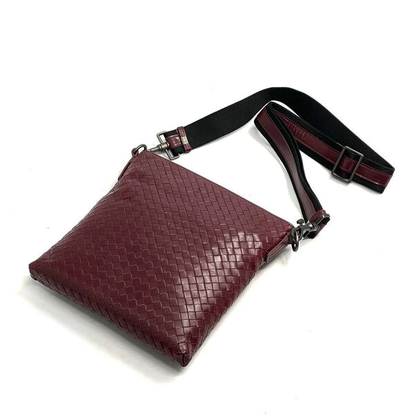 Мужская сумка мессенджер Bottega Veneta мужской кожа бордовый 150103