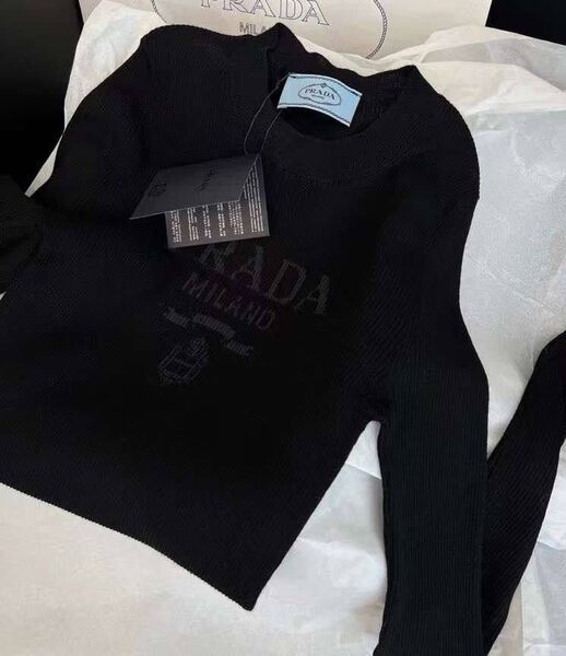 Свитер Prada женский вязаная ткань черный 126158