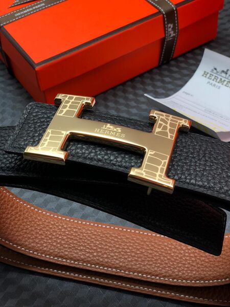 Мужской ремень Hermès мужской кожа черный 52492-4