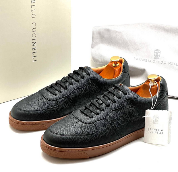 Мужские кеды Brunello Cucinelli мужской кожа черный 45780-6