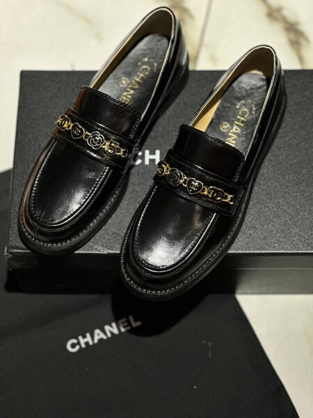 Лоферы Chanel женский кожа черный 156129-2