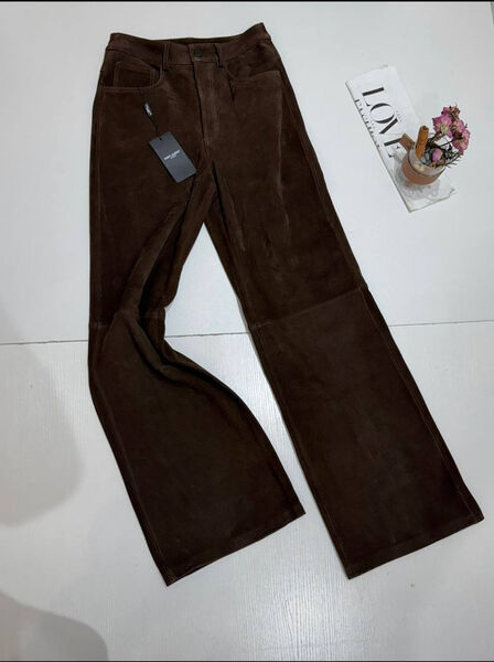 Брюки Saint Laurent женский кожа 167701-2