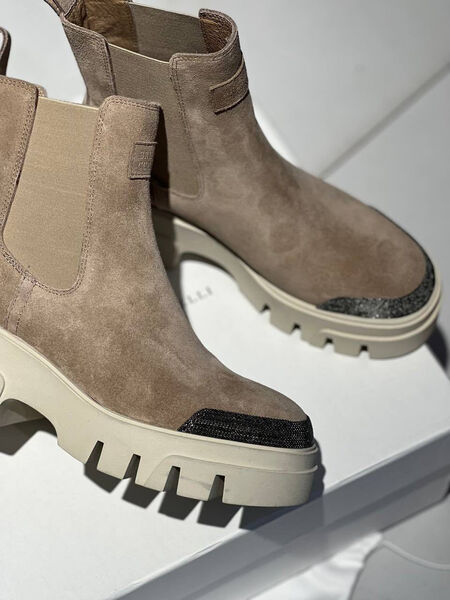 Ботинки Brunello Cucinelli женский замша бежевый 97452-3