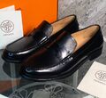 Мужские лоферы Hermès мужской кожа черный 171813