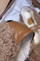 Угги Ugg Slipper женский кожа бежевый 167661-3