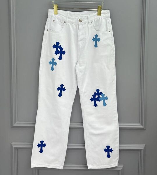 Джинсы Chrome Hearts женский джинса белый 121500
