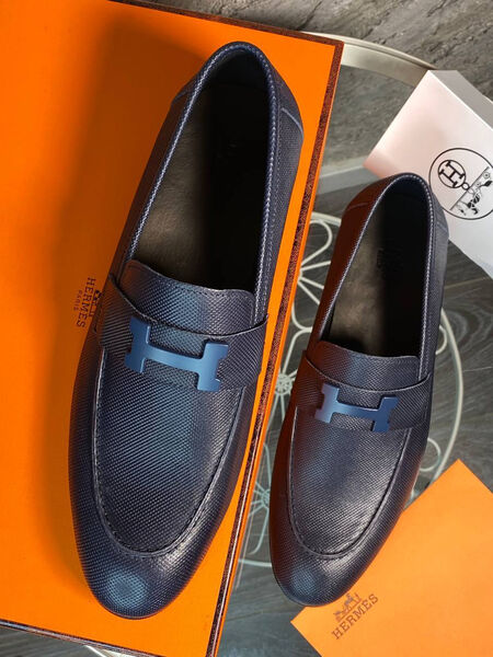 Мужские лоферы Hermès мужской кожа синий 172007-5