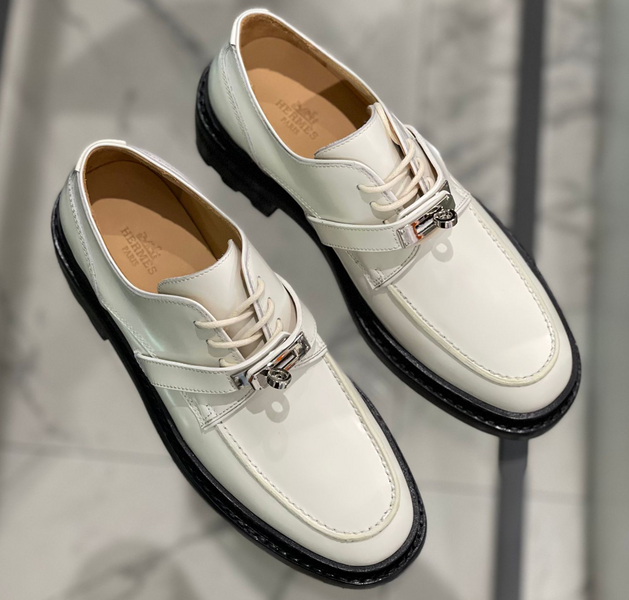 Дерби Hermès женский кожа белый 16355