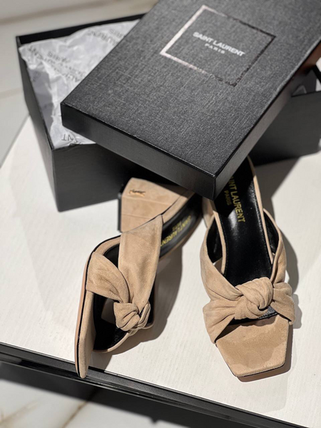 Босоножки Saint Laurent женский замша бежевый 12767-5