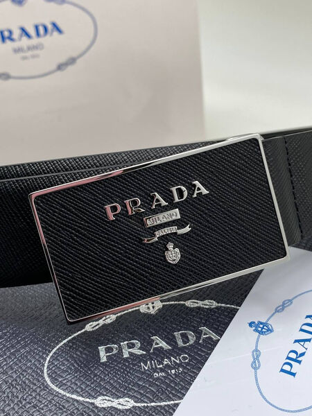 Мужской ремень Prada мужской кожа черный 176211-3