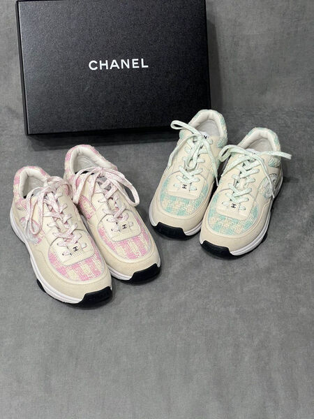 Кроссовки Chanel женский кожа swift темно-бежевый 118372-3