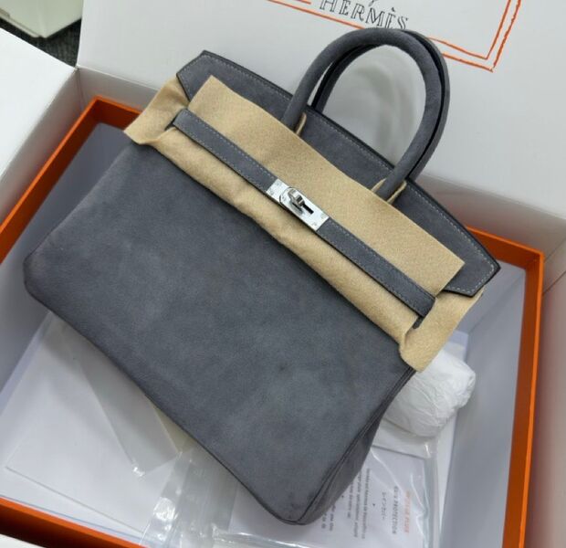 Сумка Hermès Birkin 25 женский замша графитовый 155730
