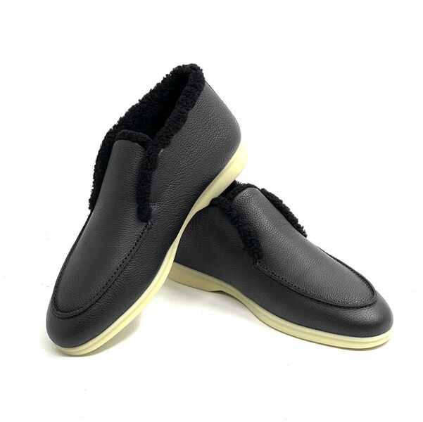 Мужские лоферы Loro Piana мужской кожа черный 169403-6