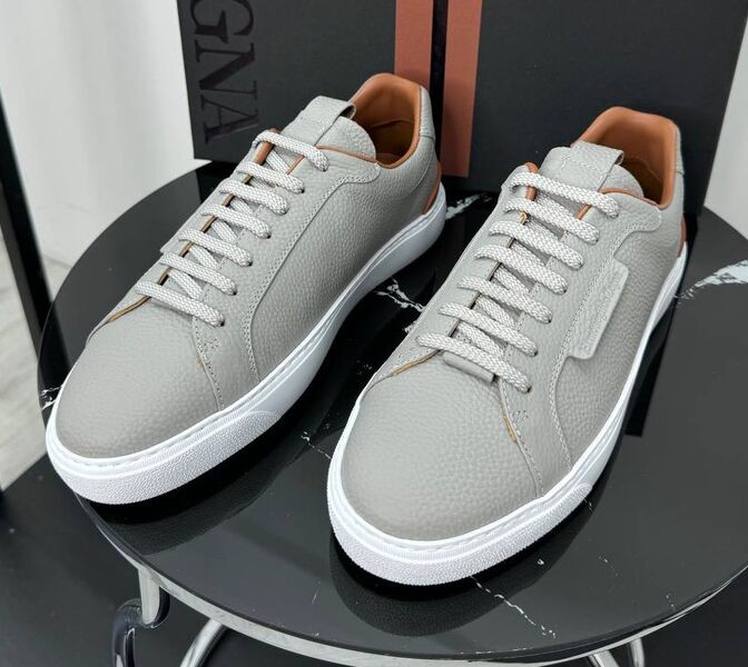 Мужские кеды Zegna мужской кожа графитовый 192976