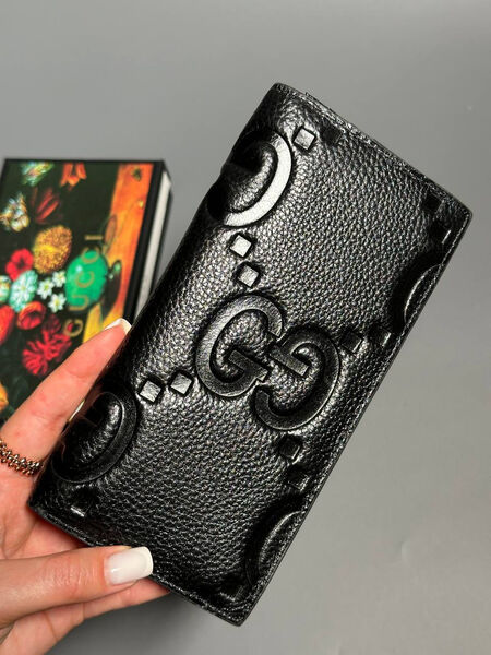 Мужской портмоне Gucci мужской кожа черный 154024-3