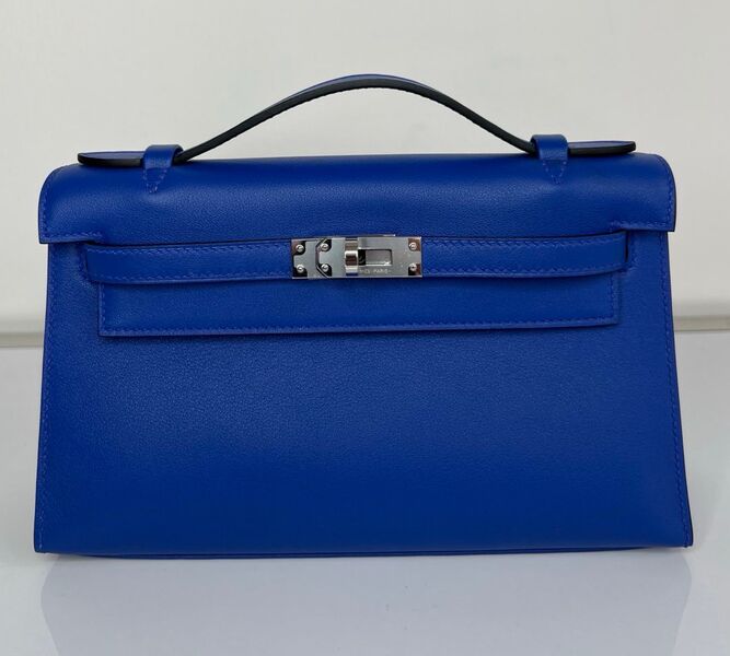 Сумка Hermèskelly 20 Pochette женский кожа синий 138052