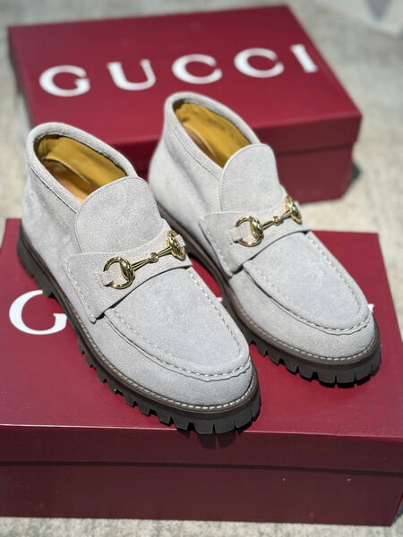 Ботинки Gucci женский замша графитовый 166998-2