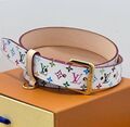 Ремень Louis Vuitton женский кожа страуса молочный 186153