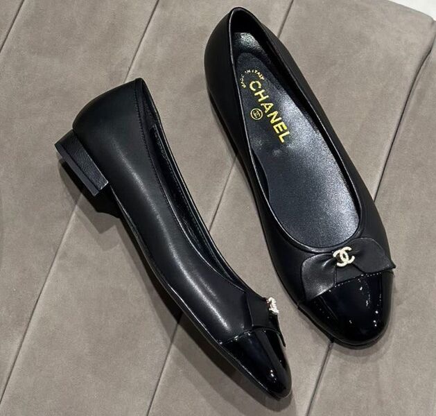 Балетки Chanel женский кожа черный 112276-3