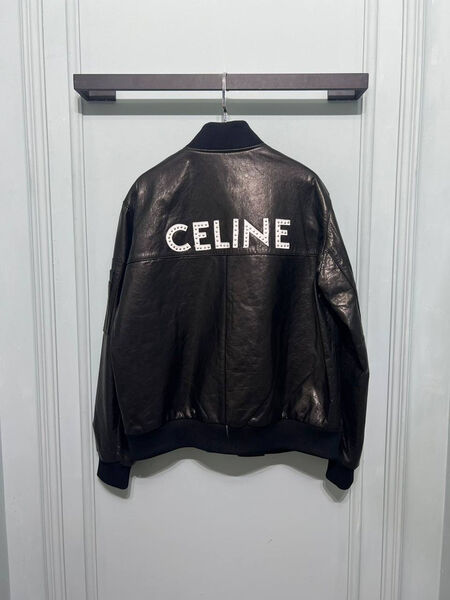 Бомбер Celine женский кожа черный 127938-2