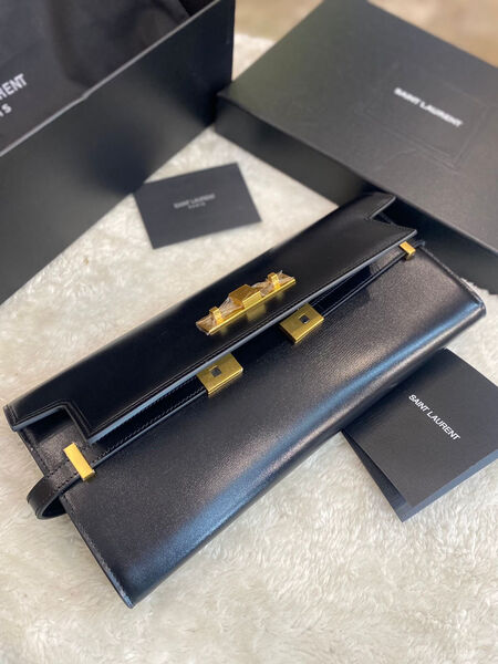 Клатч Saint Laurent Manhattan женский кожа черный 97067-2