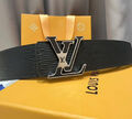 Мужской ремень Louis Vuitton мужской кожа черный 135882-2