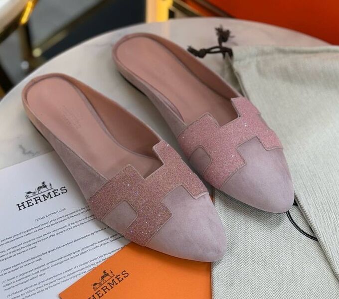 Сабо Hermès женский замша фиолетовый 186537