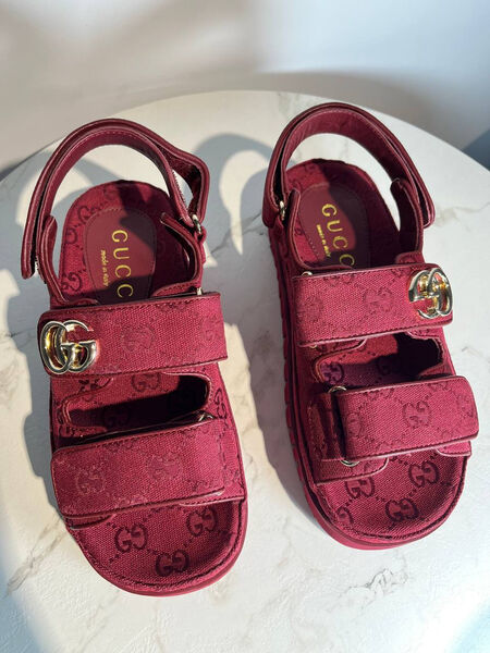 Сандалии Gucci женский текстиль бронзовый 185463-3
