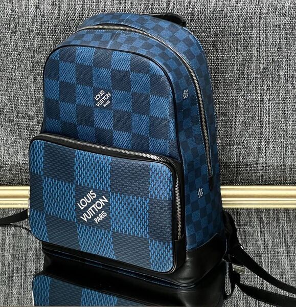 Мужской рюкзак Louis Vuitton мужской кожа синий 167089