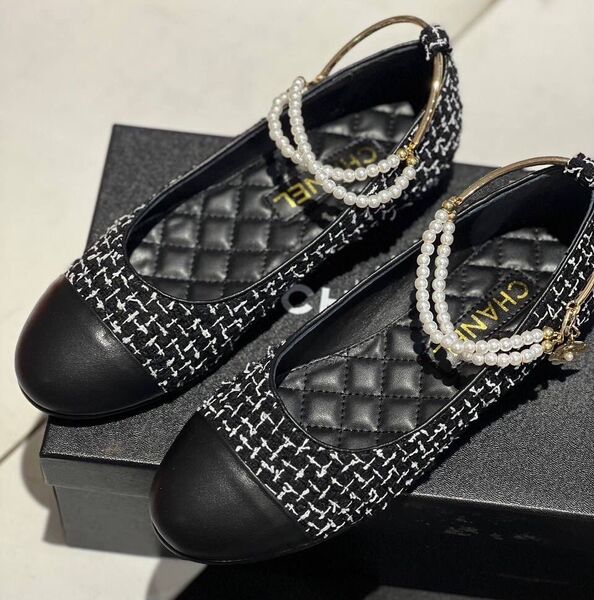 Балетки Chanel женский кожа черный 119279