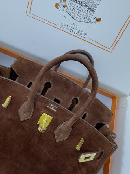 Сумка Hermès Birkin 25 женский замша бордовый 155735-3