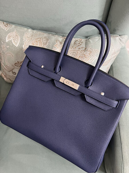 Сумка Hermès Birkin 35 ручная работа женский кожа синий 75395-4