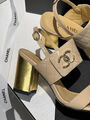 Босоножки Chanel женский кожа бежевый 114924-4