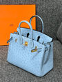 Сумка Hermès Birkin 25 Ostrich Mykonos Gold Hardware женский кожа бирюзовый 122721-6