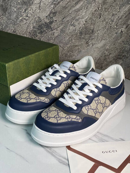 Мужские кеды Gucci мужской кожа графитовый 162455-8