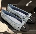Балетки Chanel женский текстиль светло-голубой 151535