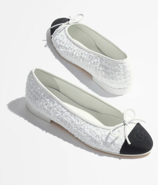 Балетки Chanel женский твид белый 192657-2