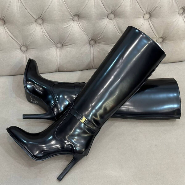 Сапоги Saint Laurent женский кожа черный 131161-3
