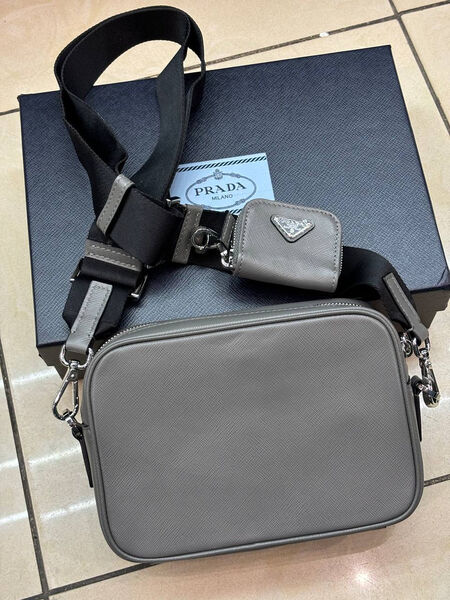 Мужская сумка мессенджер Prada мужской кожа графитовый 170383-2