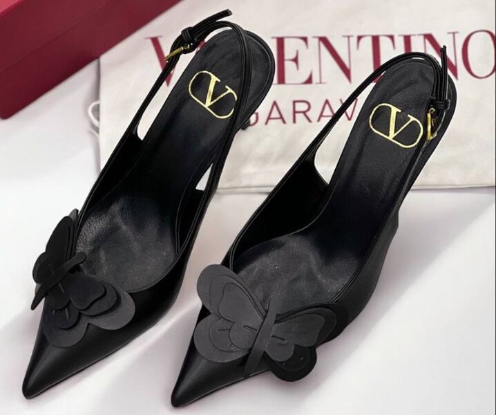Туфли Valentino женский кожа черный 181748