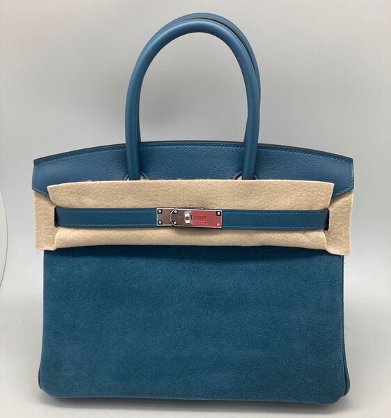 Сумка Hermès Birkin 30 ручная работа женский кожа синий 100589
