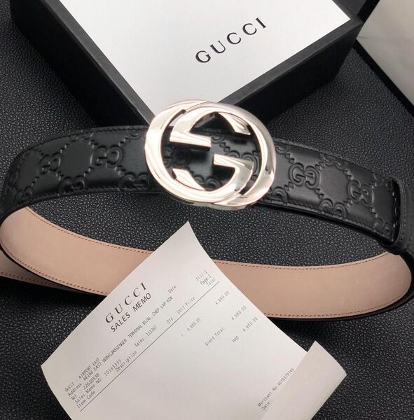 Мужской ремень Gucci мужской кожа черный 52329