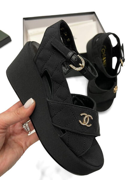 Босоножки Chanel женский замша черный 110141-3