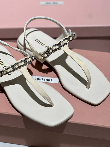 Сандалии Miu Miu женский кожа бежевый 152730-2
