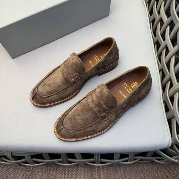 Мужские лоферы Brunello Cucinelli мужской замша бежевый 121389-3