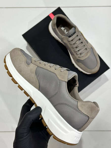 Мужские кроссовки Prada мужской текстиль графитовый 185046-3