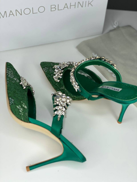 Туфли Manolo Blahnik женский болотный 80819-3