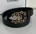 Женский ремень Chanel женский кожа swift черный,серебристый 139163
